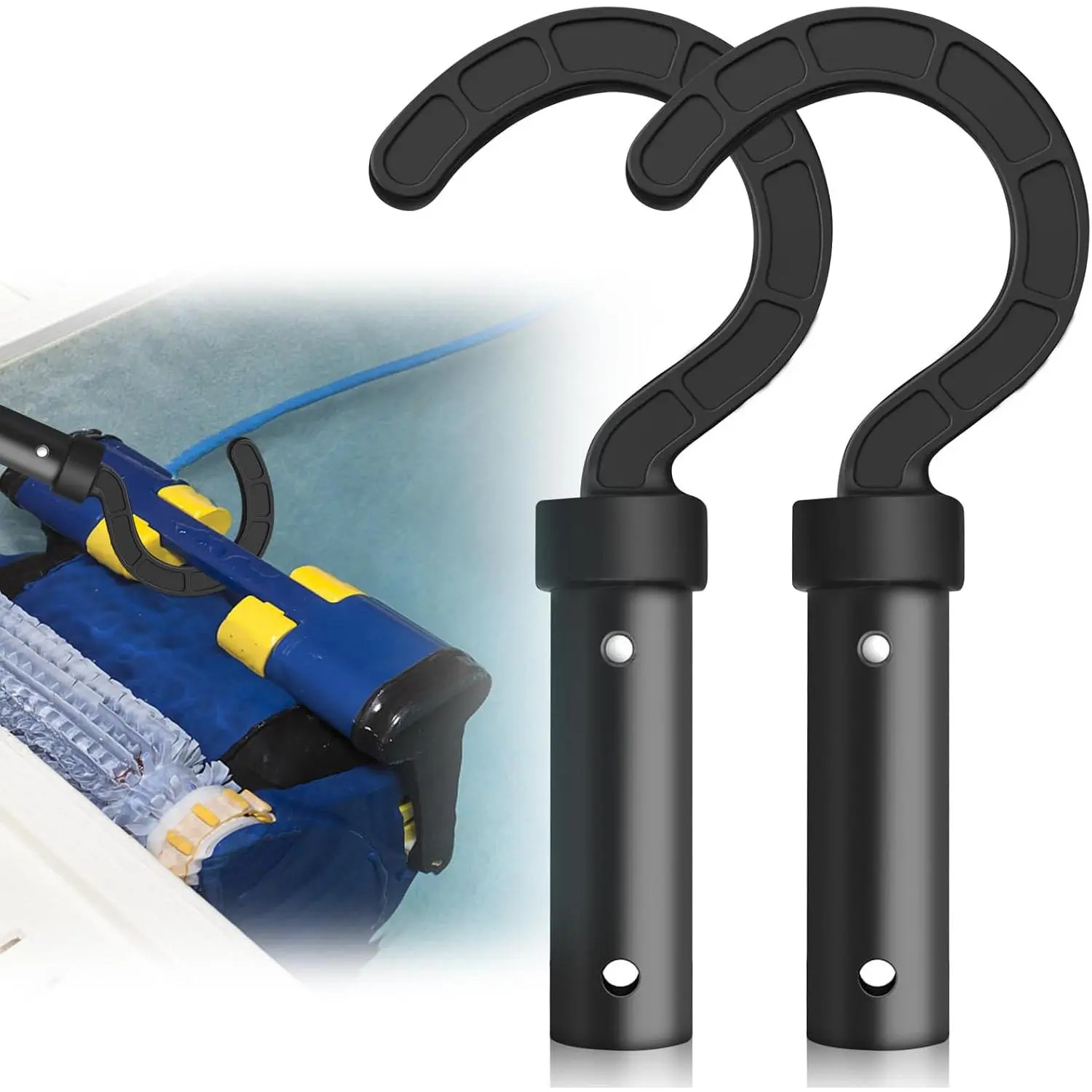 2 Pack Pool Pole Hooks for Robotic Pool Cleaner - Universal Attachment Hooks for Telescopic Poles, Compatible with All Robotic Pool Vacuum Cleaners and Sweepers