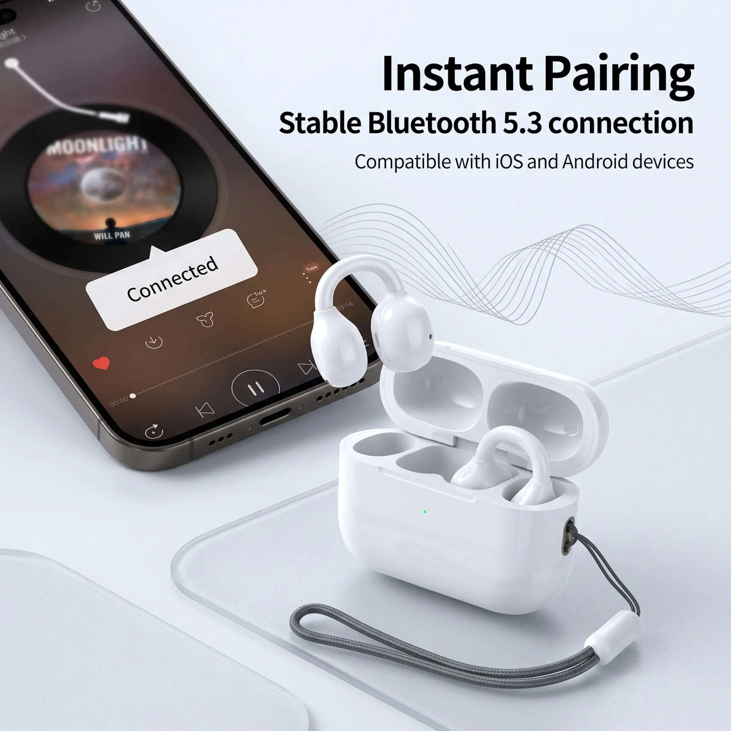 Wireless Earbuds, Bluetooth-compatible Compatible Headphones with Microphone, 38-Hour Battery Life, LED Charger, Lightweight Design, iPhone & Android