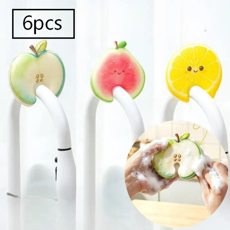 Fruit Dish Sponge, Dual-Use Cleaning Tool, Thick and Cute, Easy to Clean, Fits Water Tap, Rich Foam Kitchen Cleaner