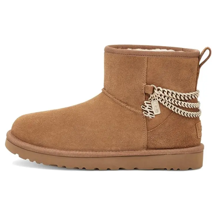 UGG Classic Mini Chains Sheepskin Warm Durable Shock Absorbing Non-Slip Short Snow Boots 1123668-CHE