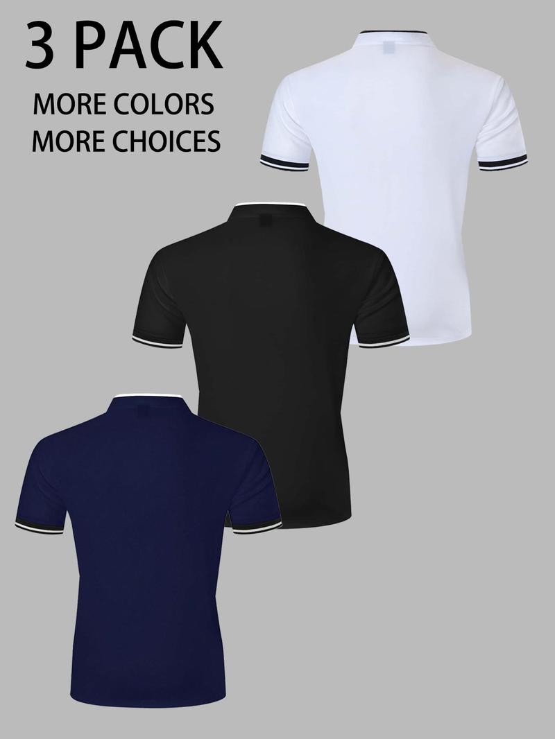 Men's Colorblock Short Sleeve Polo Shirt, Polo Tees, Regular Fit Casual Fashion Comfy Top for Summer, Men's Clothes for Daily Wear, Gamis