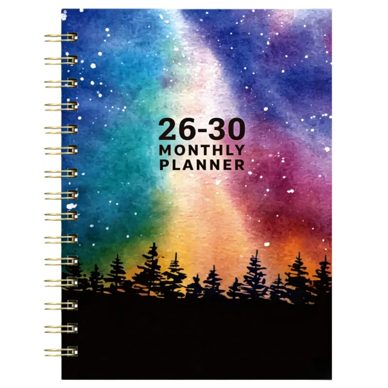 2026-2030 Monthly Planner/Calendar - January 2026 to December 2030, 5-Year Monthly Planner Notebook, Colorful Aurora Cover Design Journal, Yearly & Daily Planning, Monthly Tabs, 60-Month Calendar, 5.5 x 8.3 inches, Thick Paper, Elastic Cover, Durable Doub