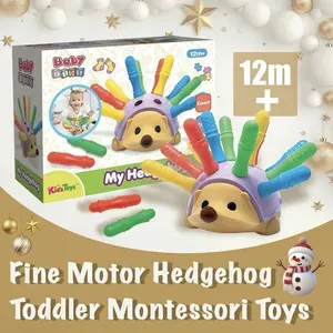 Toddler Montessori Fine Motor Hedgehog Toy, Wooden Stacking & Shape Sorting Matching Game, Educational Learning Toys for Boys Girls, Ideal Christmas Birthday Gift