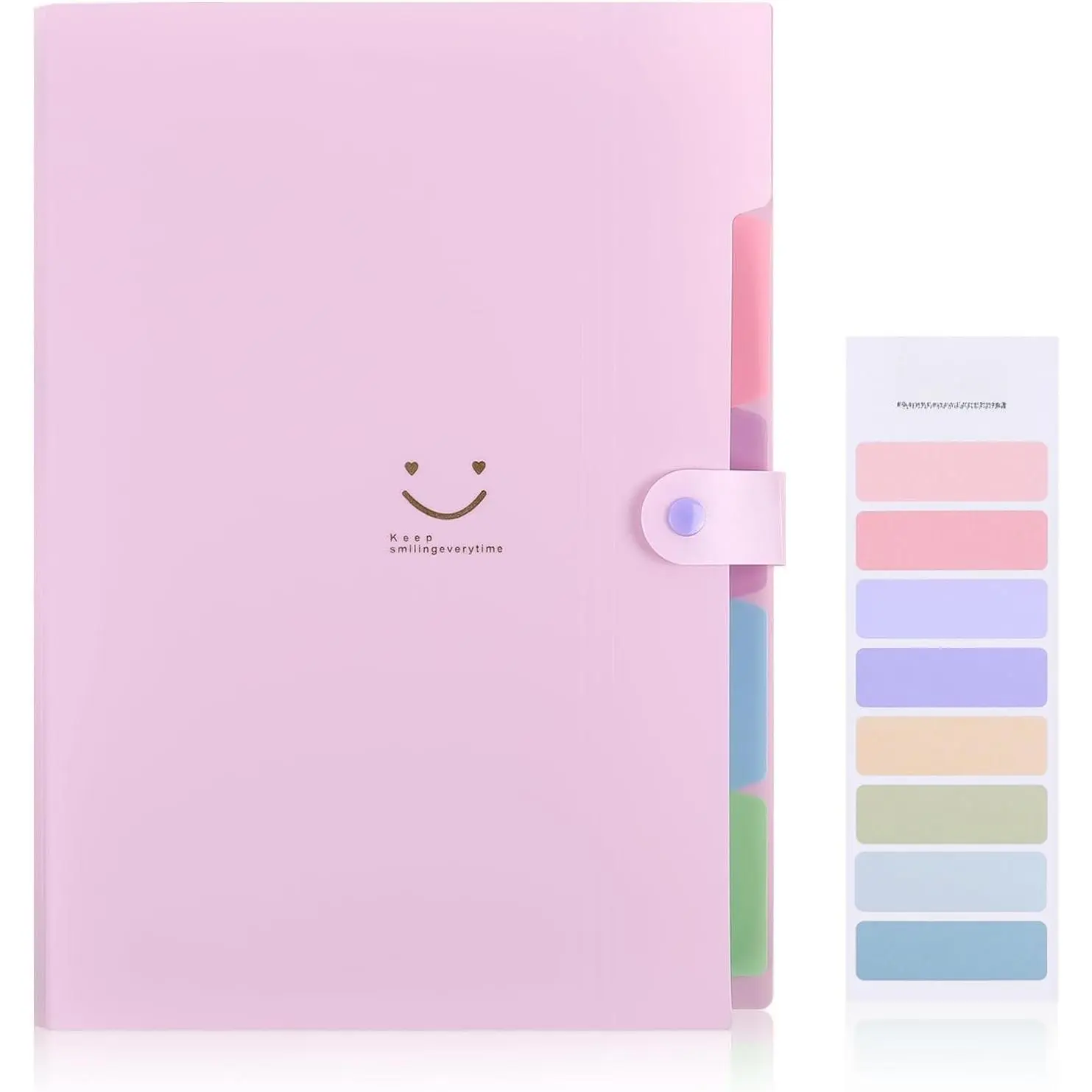Expanding File Folder with 5 Pockets, Cute Accordion File Organizer, Letter Size Filing Folder, Portable Paper Receipt Organizer, School Office Supplies