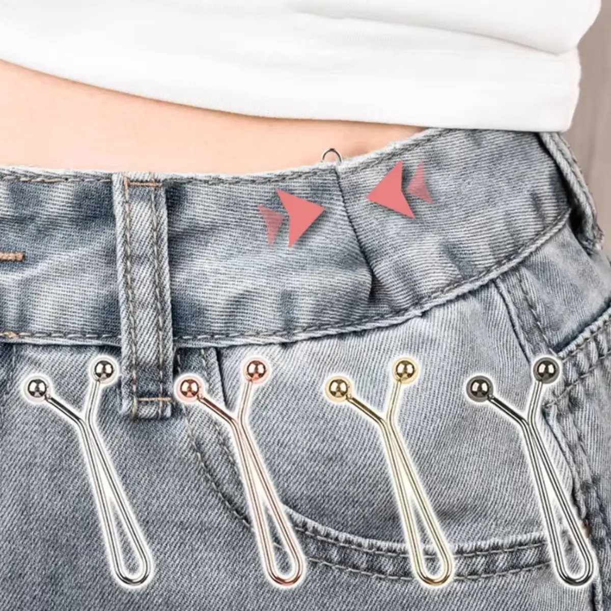 4PCS Resin No-Sew Jean Waist Tightener Buckles - Adjustable, Detachable Clips for Tightening Waist on Jeans, Pants, Skirts (Luggage & Bags Accessory)
