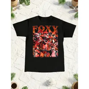 Retro Urban Style T-Shirt for Men and Women, with Striking "FOXY" Fox Print - Casual Short Sleeve Round Neck T-Shirt in Red, Ideal for Daily Wear and All Year Round, Creates an Eye-catching Look