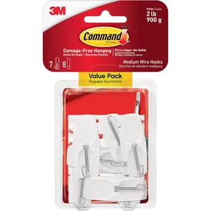 Command Medium Wire Toggle Hooks, 7 Wall Hook and 8 Strips, Damage-Free Hanging with Adhesive, No Tools for Hanging, Organization and Storage, Holds up to 2 lb