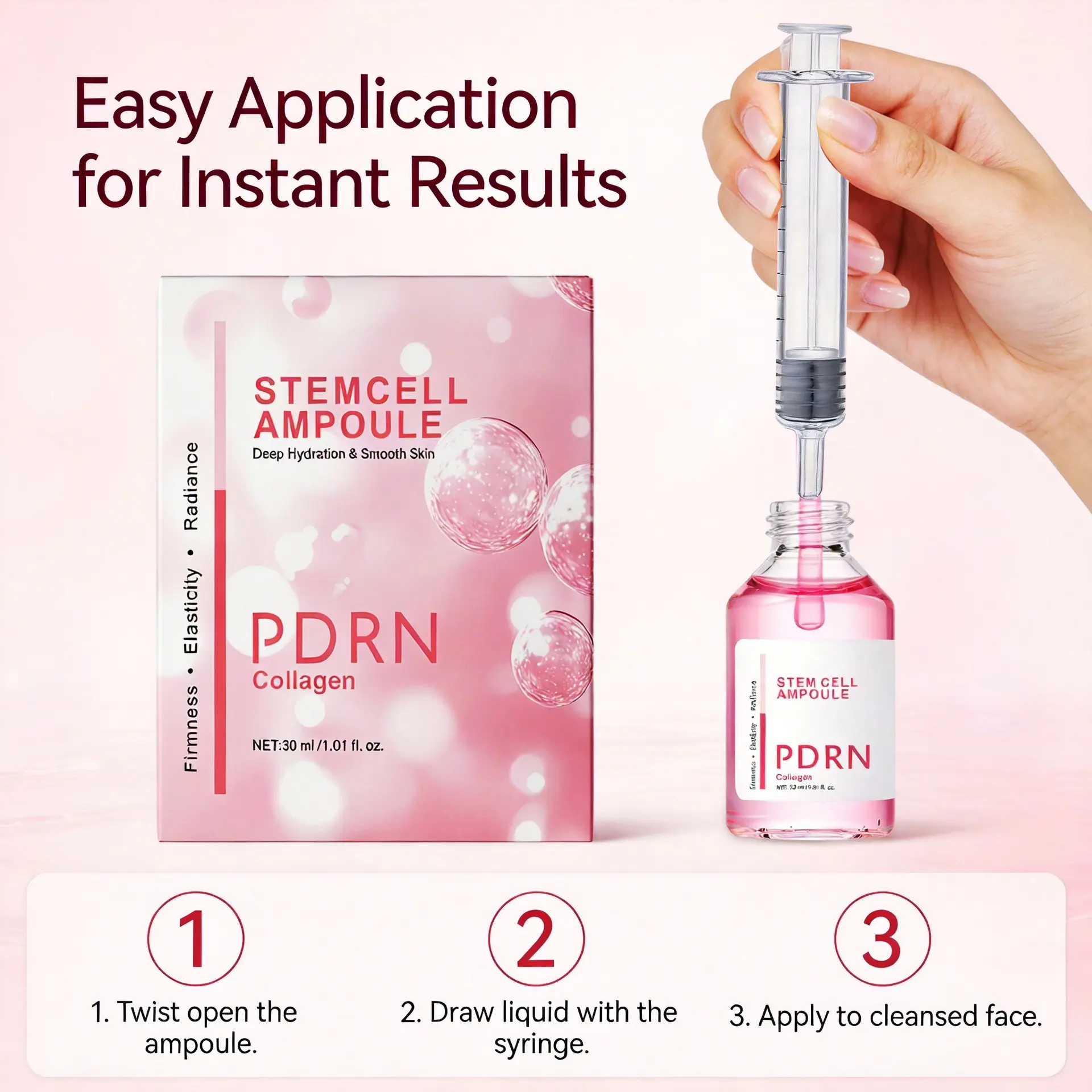 Senmu Silk Collagen Peptide Ampoule Serum, Salmon Essence Hydrating Repair, Moisturizing Skin Care, Formula