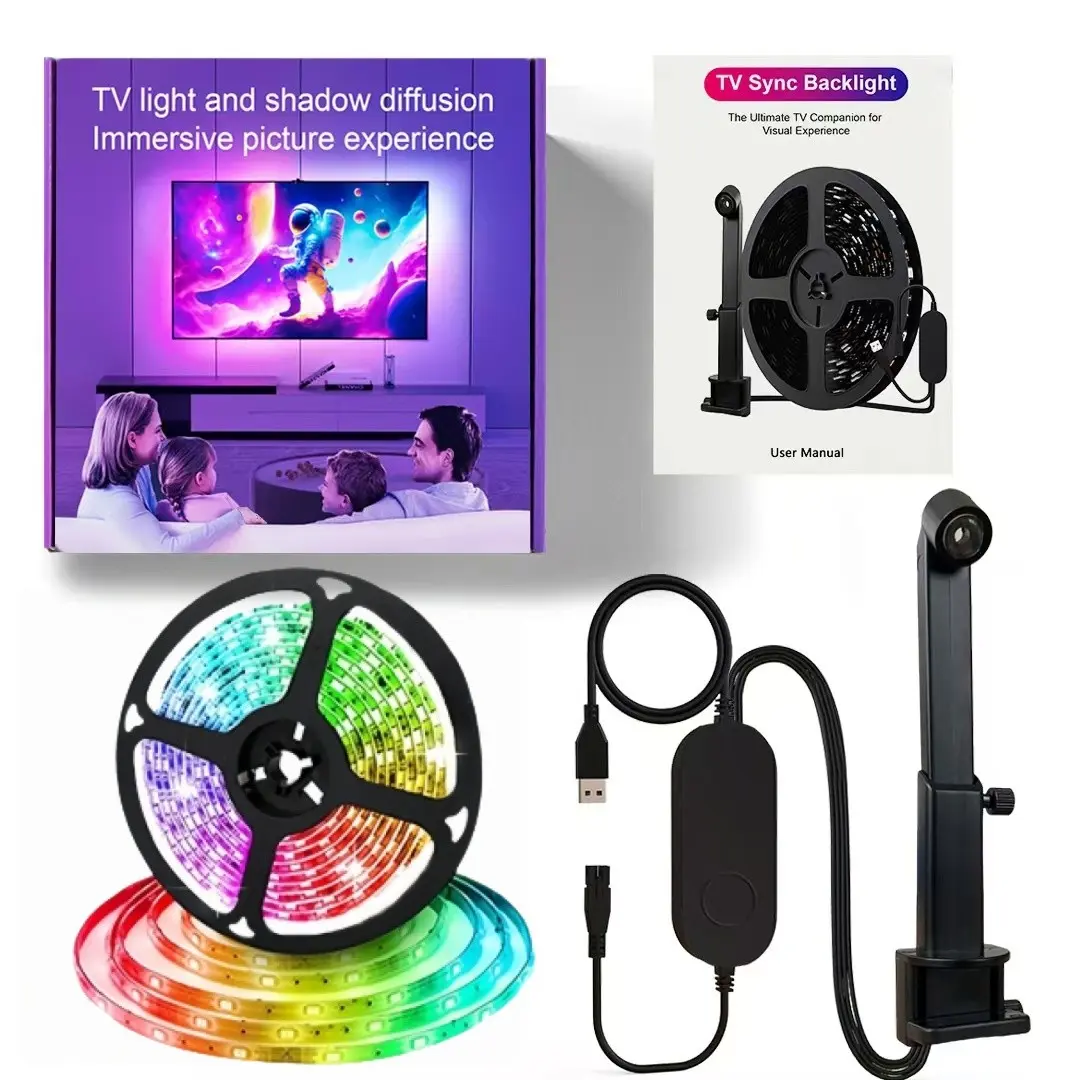 Camera Sync TV LED Backlight Strip, Rgbic Colorful TV Lighting, Immersive Home Theater Decor, Led Lighted (45-55 Inch TV, 4m/13.1 Feet)