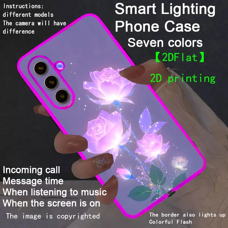 New LED Smartphone Case with Luminous Border, Compatible with Galaxy S26 Ultra to A15 5g, Fashionable Protective Cover, Cellphone Protector, Unique Design, Daily Use, Smartphone Shell