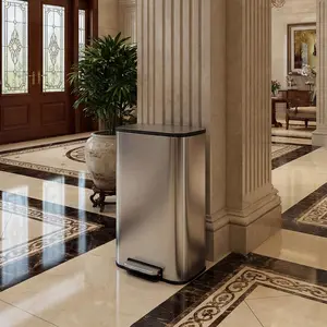 Kitchen Trash Can,  Fingerprint Resistant Soft Close Lid with Removable Inner Bucket,Stainless Steel Step Pedal, for Home Office & Commercial
