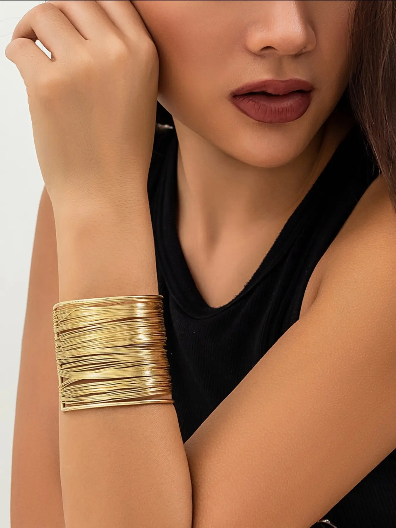 1 pcs Cuff Bangle Bracelet, Minimalist Cuff Bangle, Love Cuff Bangle, For Women Open Wide Wire Bracelets Gold Wrist Cuff Wrap Bracelet Adjustable, Daily Wear, Date, Valentine's Day, Mother's Day, Wedding, Gift For Friends, Jewelry