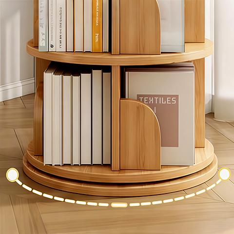 5 Tier Rotating Bookshelf, 360° Display Round Spinning Bookshelf, Space-Saving, Small Space Rotating Bookshelf Tower for Bedroom, Living Room, Home, Office
