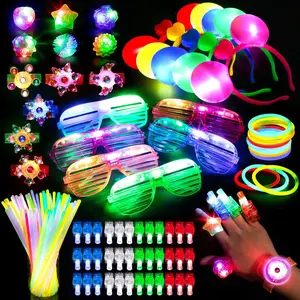 Glow in the Dark Party Supplies for Kids, Light Up Party Favors With Glow Sticks, Glasses, LED Bracelet, Finger Lights, Ring, Headbands, Neon Toys Bulk Party Pack for Birthday, July 4th, Ravesfidget toys