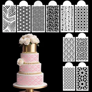 10 PCS Reusable Mesh Floral Cake Stencils for Buttercream DIY Baking Decorating Templates for Fondant Cookie Wedding