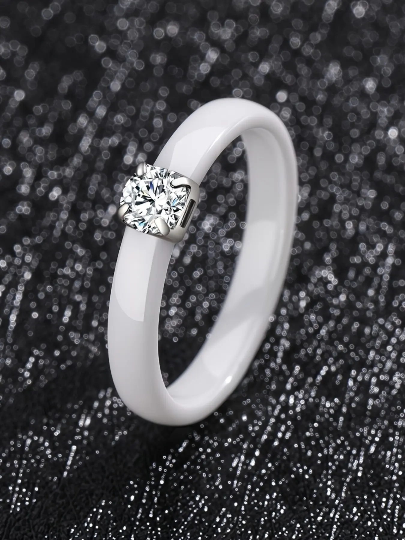 1PC Classic Women's Promise Ring Ceramic Wedding Ring Minimalist Aesthetic Engagement Jewelry