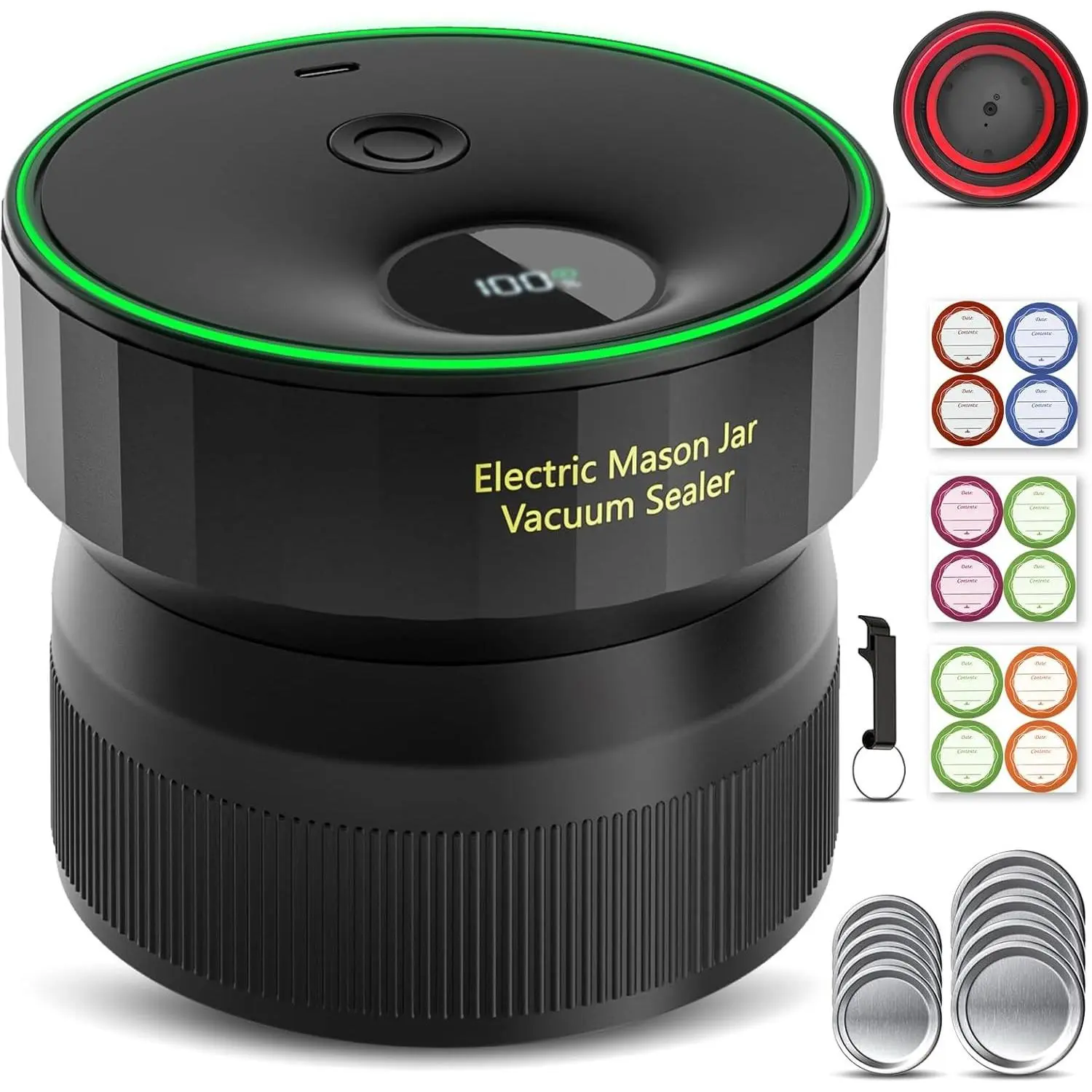 2026 Upgraded Electric Mason Jar Vacuum Sealer, Fully Automated Portable Sealer for Regular Mouth-Wide Mouth Canning Jars (Canning Use)