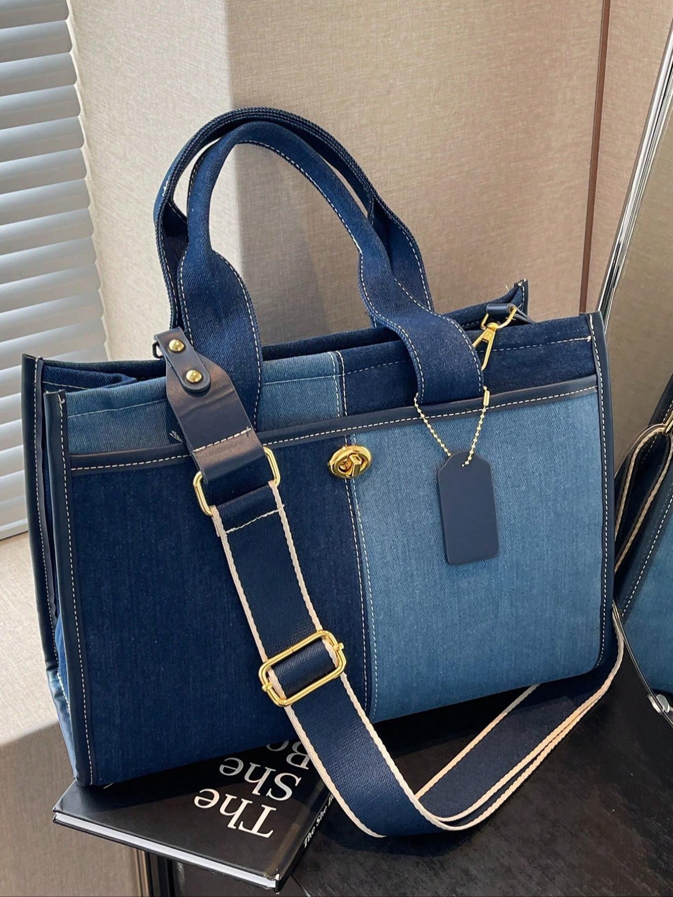 Women's Denim Tote Bag, Casual Versatile Shoulder Bag for Daily Used, Trendy All-match Ladies Purse Bag for Teen Girl Women College Student, for Students and Outdoor, Tote Bag for Women, Handbag Shoulder Bag