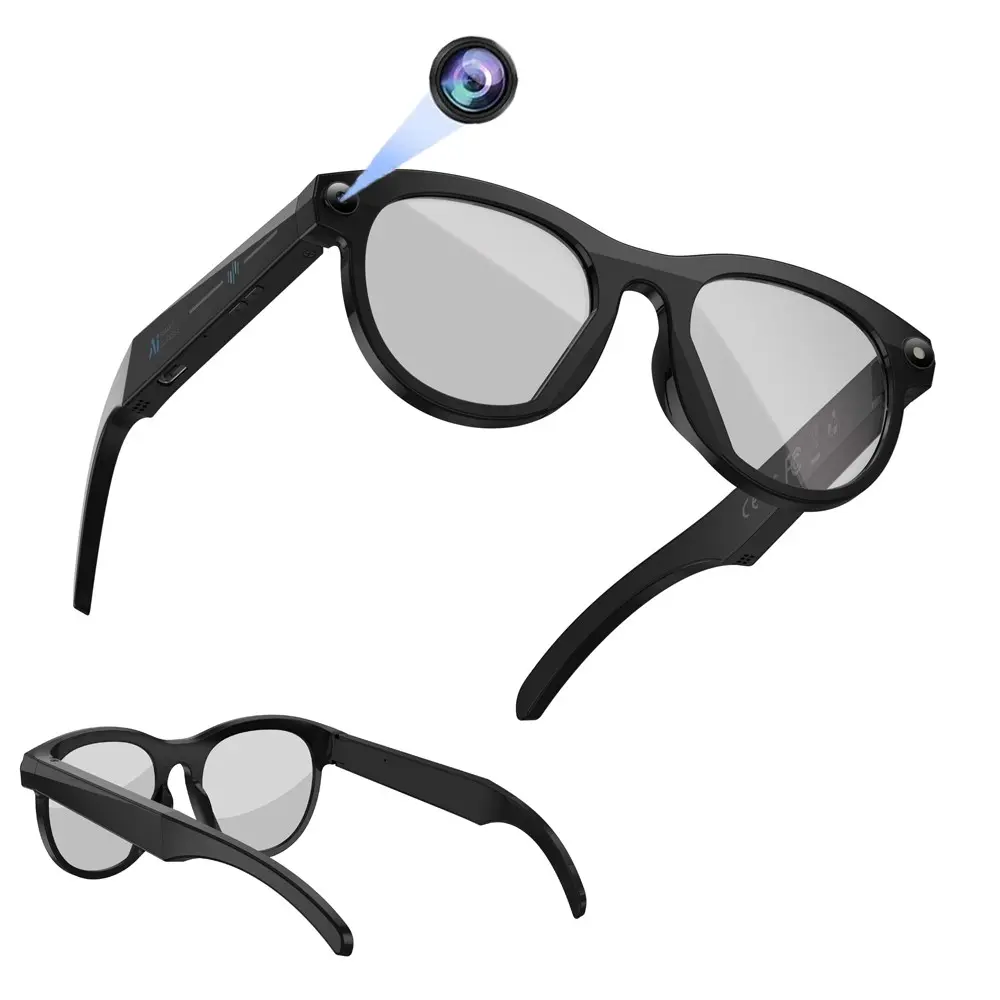 Bluetooth Glasses, 2MP HD Camera AI Multifunctional Wearable Smart Glasses, HD Video Recording ,Support Real -Time Translation  AI Voice Assistant Ai Object Recognition Hands-Free Call Music Smart Sunglasses for Men Women AI Smart Glasses With Camera