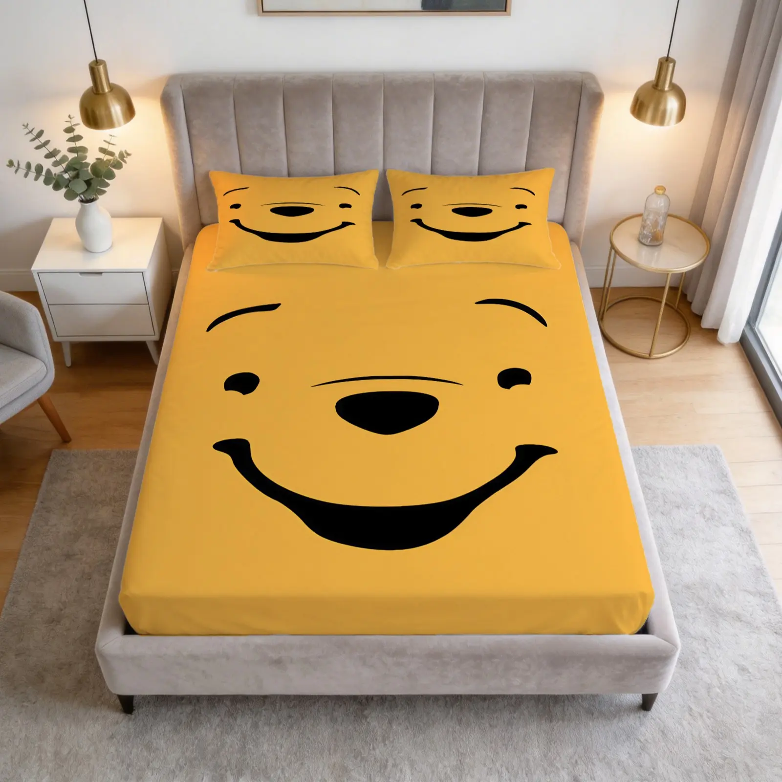 3-Piece Set Of Fun Cartoon Emoji Patterned Bed Sheets, Including 1 Bed Sheet And 2 Pillowcases, Soft And Comfortable Bedding, Anti Slip Dust Cover, Suitable For Bedrooms And Guest Rooms, Cute Bedding