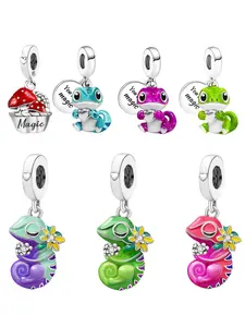 Magic Temperature Reactive European Dangle Charms with Color Shift Lizard Motifs in Copper for Women’s DIY Animal Theme Jewelry Making