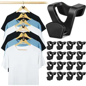 Clothes Hanger Connector Hooks 60 Pack, Closet Storage and Organization as Hangers Space Saving, Hanger Add on Hook as Closet Organizer, Stacking Hangers, Cascading Space Saver, Black