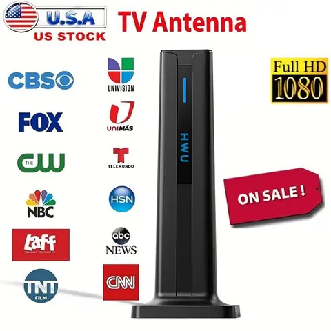 Hdtv 4K/1080P Indoor Outdoor TV Antenna, High Definition Digital Ground Wave, Compatible with Smart Tvs and Old Tvs, 360° Signal Reception