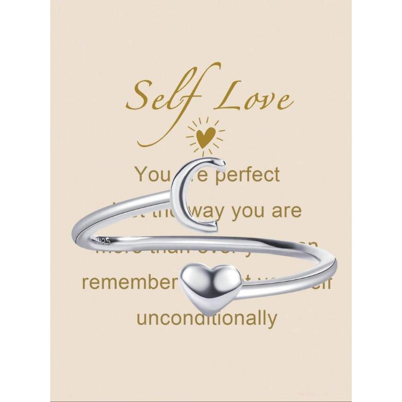 925 Sterling Silver Fashion Alphabet Design Ring, Gifts for Girlfriend, Heart Design Ring for Women & Girls, Trendy All-match & Exquisite Jewelry for Birthday Gift, Promise Ring Gf, Women Gifts