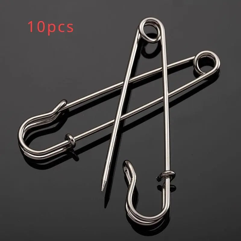 10pcs Large Safety Pins, Blanket Pins, Steel Spring Lock Pins, Fasteners for Blankets, Crafts, Skirts, Kilts, Brooch Making