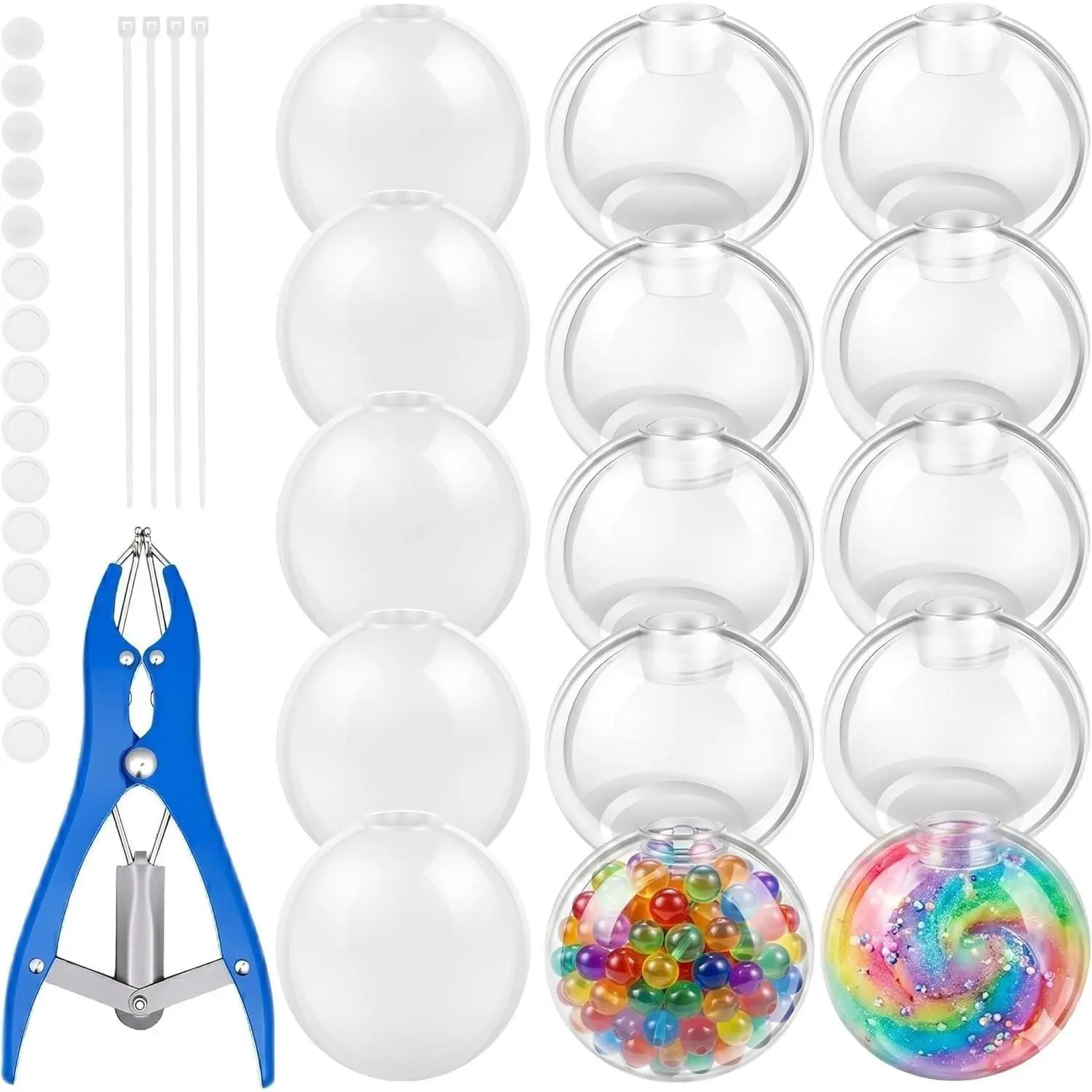 DIY Stress Ball Making Kit - 15 Pcs Blank TPR Skins with Expander & Cable Ties | Complete Squishy Maker Kit for Adults Office Stress Relief, ASMR Sensory Toy, Handmade Gift for Anxiety