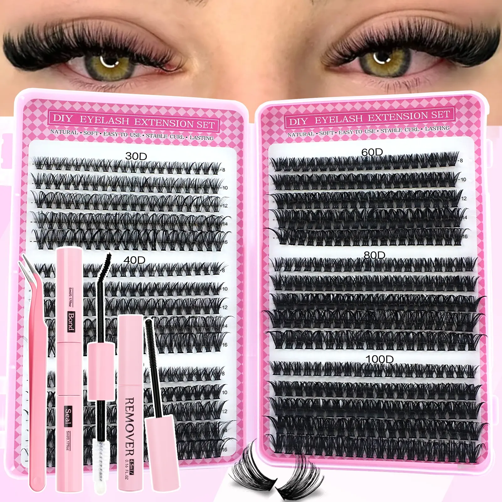 D Curl Mixed Length 8-16mm Large Capacity False Eyelashes, Natural Lightweight Dense Look, Perfect for Home Application & Beginners, Diy False Eyelashes