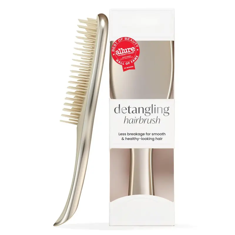 Chrome Ultimate Detangler Brush for Wet & Dry Hair, Eliminates Knots & Reduces Breakage for Straight to Curly Hair Types, Champagne Gold
