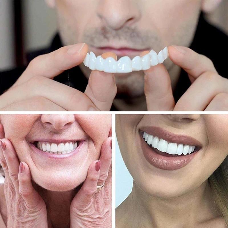 Adjustable Denture Teeth Set Perfect Fit Teeth Whitening Snap On Silicone Portable Denture Braces Decorate Gaps Smile Veneers