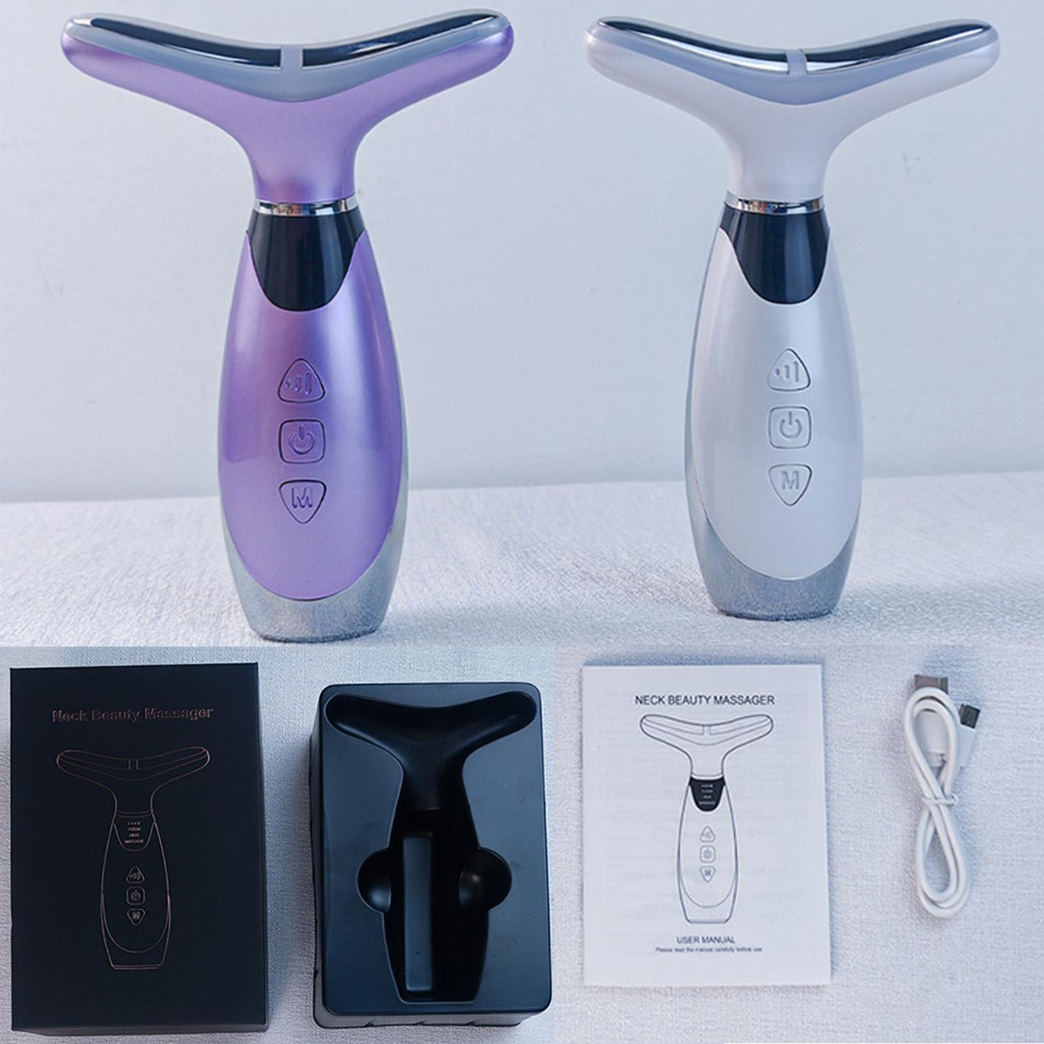 7 Color Facial & Neck Massager, USB Rechargeable Face& Neck Beauty Instrument, Facial Beauty Massagers, Face Sculpting Tool for Women, Neck Beauty Massager for Skin Care at Home