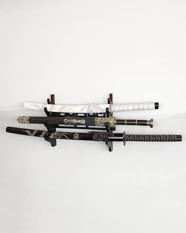 Sword Holder Japanese Velvet Padded Katana Stand Samurai Display Rack Support All Tanto Sword yin and yang 3 Tier