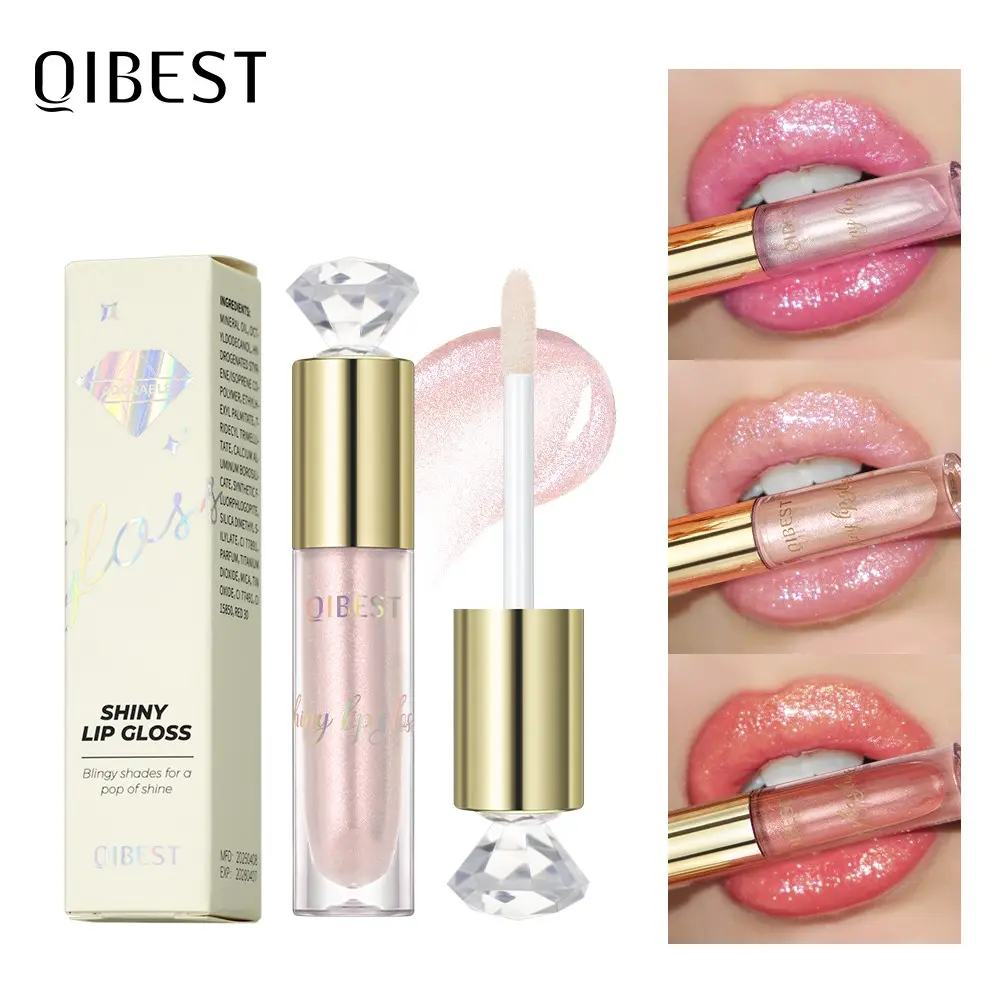 Shimmering Glitter Lip Gloss, Moisturizing Shiny Lip Oil, Glassy Plump Jelly Lip Gloss, Perfect for Daily, Party, Holiday Use