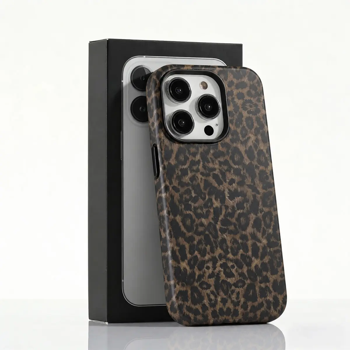MagSafe Compatible Retro Brown & Black Leopard Print 2-in-1 Hard Shell Shock Proof Phone Case for iPhone 17/16/15/14/13/12/11 Pro Max/Plus/Pro - Stylish, Durable Birthday Gift Option
