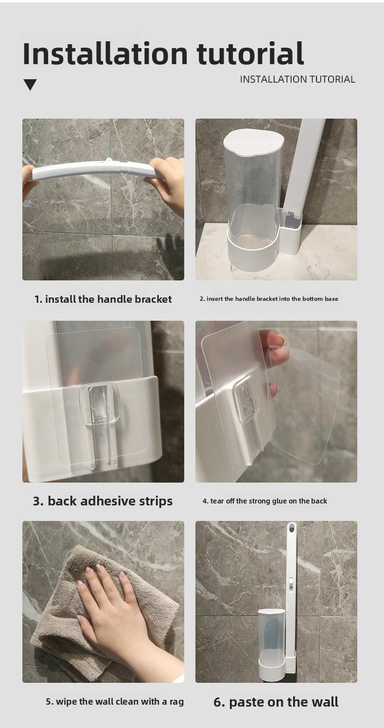 Disposable Toilet Scrubber with Refill Replacement Heads, Wall-Mounted Bathroom Toilet Cleaning Brush Kit, Hygienic Home Toilet Cleaner Tool