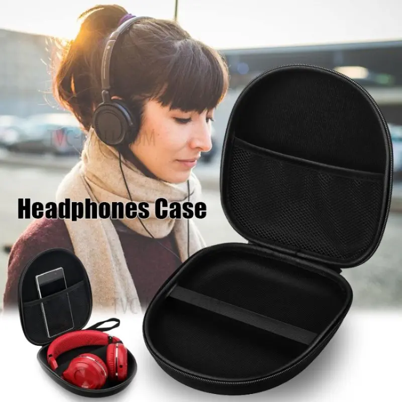Durable Headphone Storage Box, Portable Scratch-Resistant Case, Multi-Device Compatible, Hard Shell Protection, Includes Inner Pouch