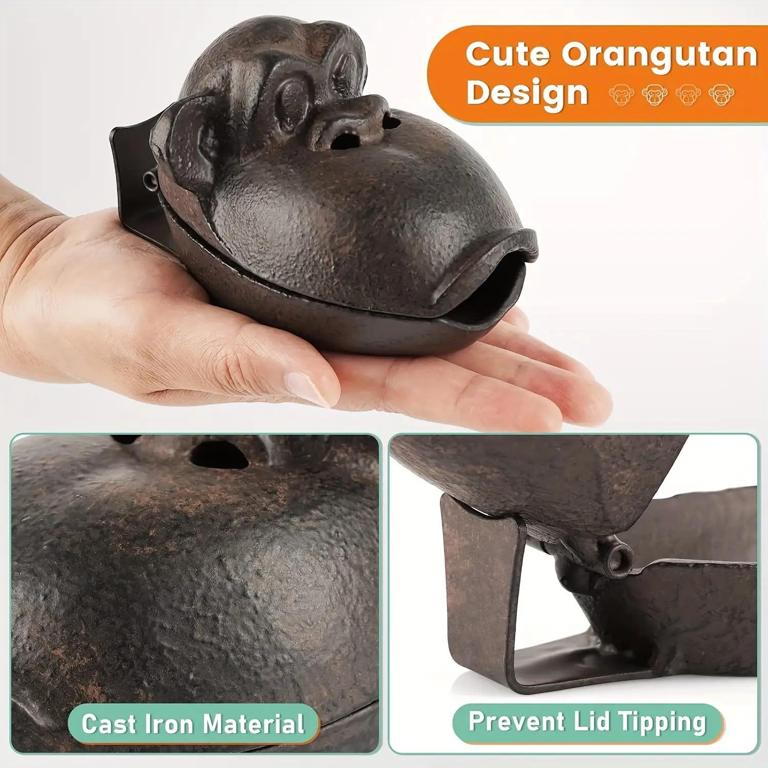Cigar Ashtray — Cast Iron Monkey-Shaped Ashtray, Outdoor Cigar Ashtray, Creative Gorilla Ashtray with Lid, Outdoor Ashtray, Cool Cigar Ashtray for Home and Office Desktop Decor Costume Jewelry & Accessories