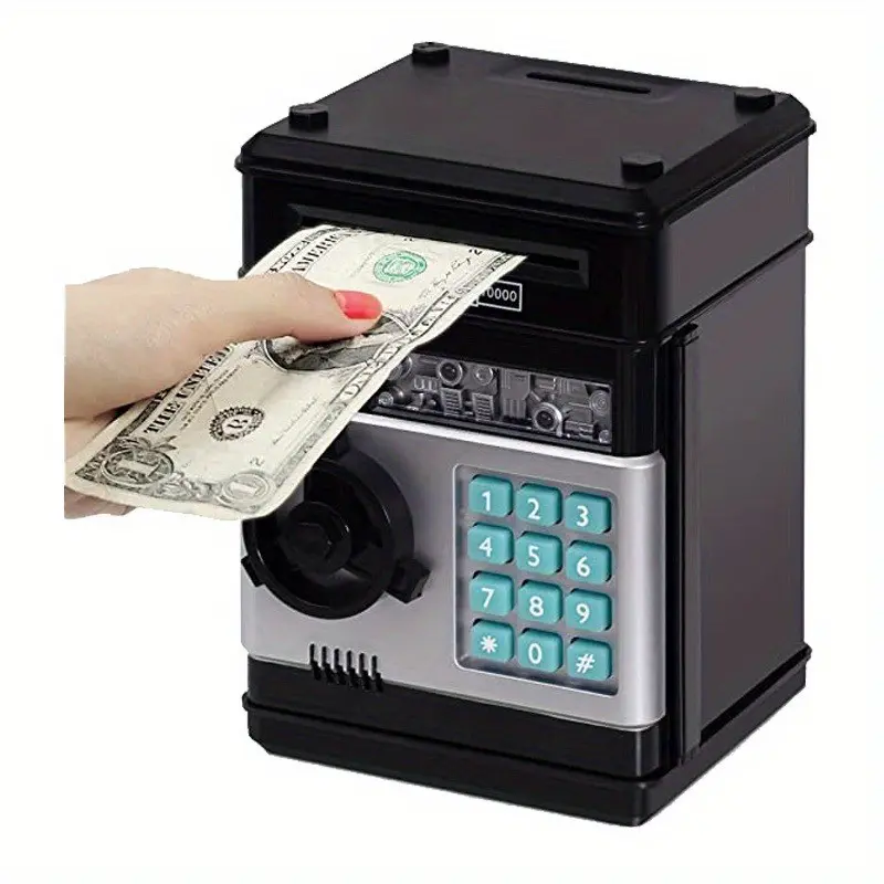 Interactive Atm Coin Deposit Box with Password, Electronic Savings Bank, Safe Money Piggy Bank for Kids, Christmas Gift for Boys & Girls（Not included 3AA Batteries）
