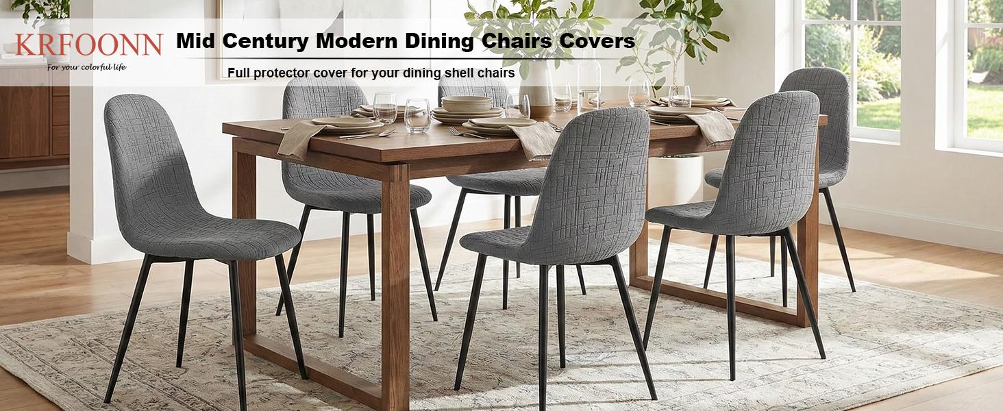 Mid Century Dining Chair Covers Stretch Shell Chair Covers Armless Chairs Cover Soft Dining Room Chair Slipcover for Living Room Side Chairs (Set of 2, Coffee)