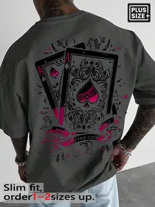 Men's Plus Size Ace of Spades Playing Cards Graphic Tee, Gothic Streetwear, Summer Casual Short Sleeve, Y2K Skate Street Fashion, Gift for Streetwear & Casino Theme Lovers