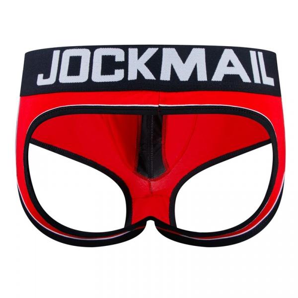 JOCKMAIL 1pcs/2pcs men's triangle underwear with hip lifting thong, exposed buttocks, low waist cotton flat angle underwear, pleated design, breathable and moisture absorbing, M-XXL