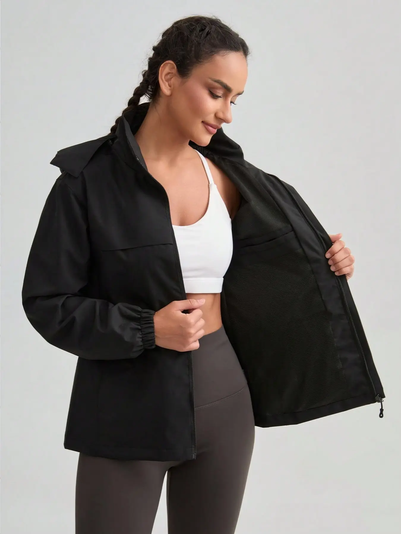 Women's Spring Summer Windproof Waterproof Jacket, Lightweight Long Sleeve Outdoor Sports Coat, Running Hiking Clothing, Sports Outerwear