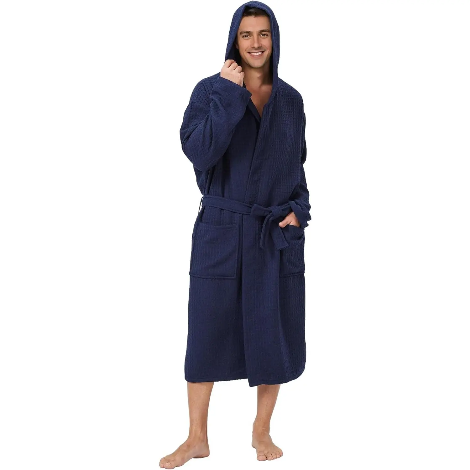 FashGudim Mens Luxury Waffle Robe Ultra Soft Lightweight Shower Spa Bathrobe