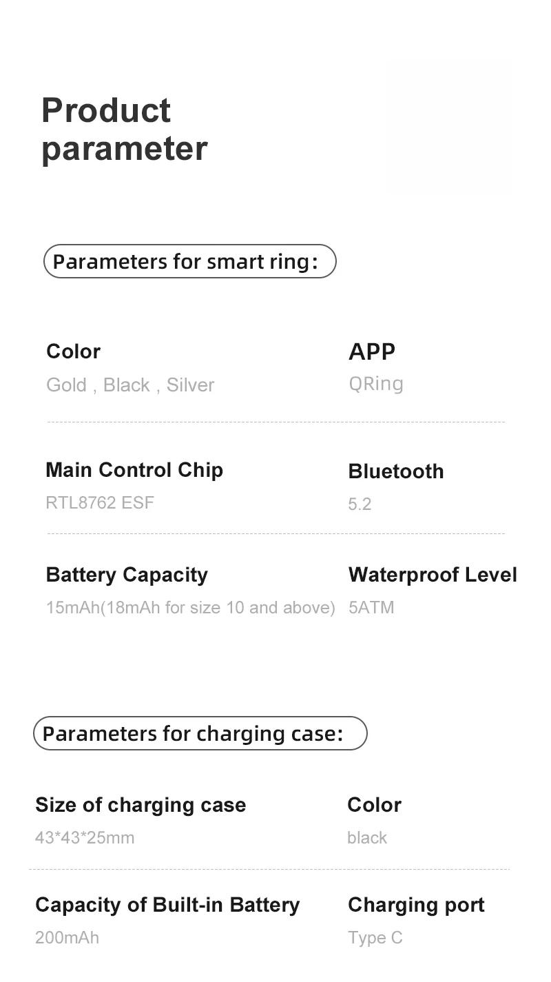 R09 Smart Ring Men Women with Charging Case,Heart Rate Blood Oxygen,Skin Temperature Monitor,5ATM Waterproof For Android iOS