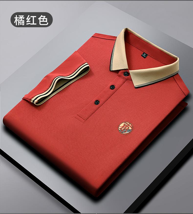 Men's Summer New Non-iron Solid Color Straight Leg Lapel Short Sleeve Business Casual Daily Polo Shirt