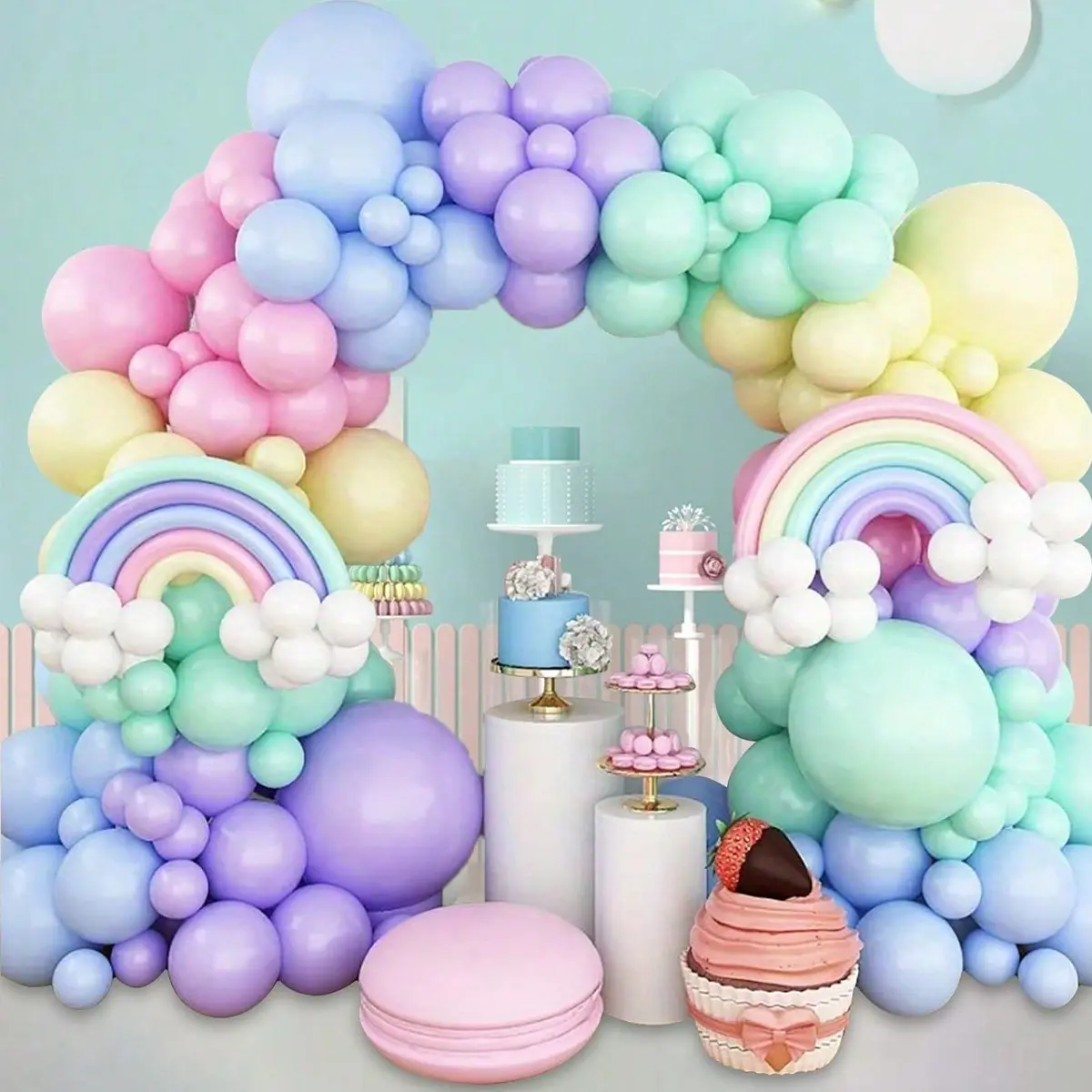 176pcs/set Rainbow Macaron Latex Balloons , Versatile Party Decorations for Weddings, Birthdays, Anniversaries, Graduations, Events, Balloon Party Supplies