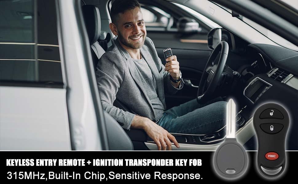 315MHz GQ43VT17T Keyless Entry Remote Ignition Transponder Key Fob for Dodge for Ram 1500 2500 3500 Pickup 2002-2005 64 Chip 3 Buttons